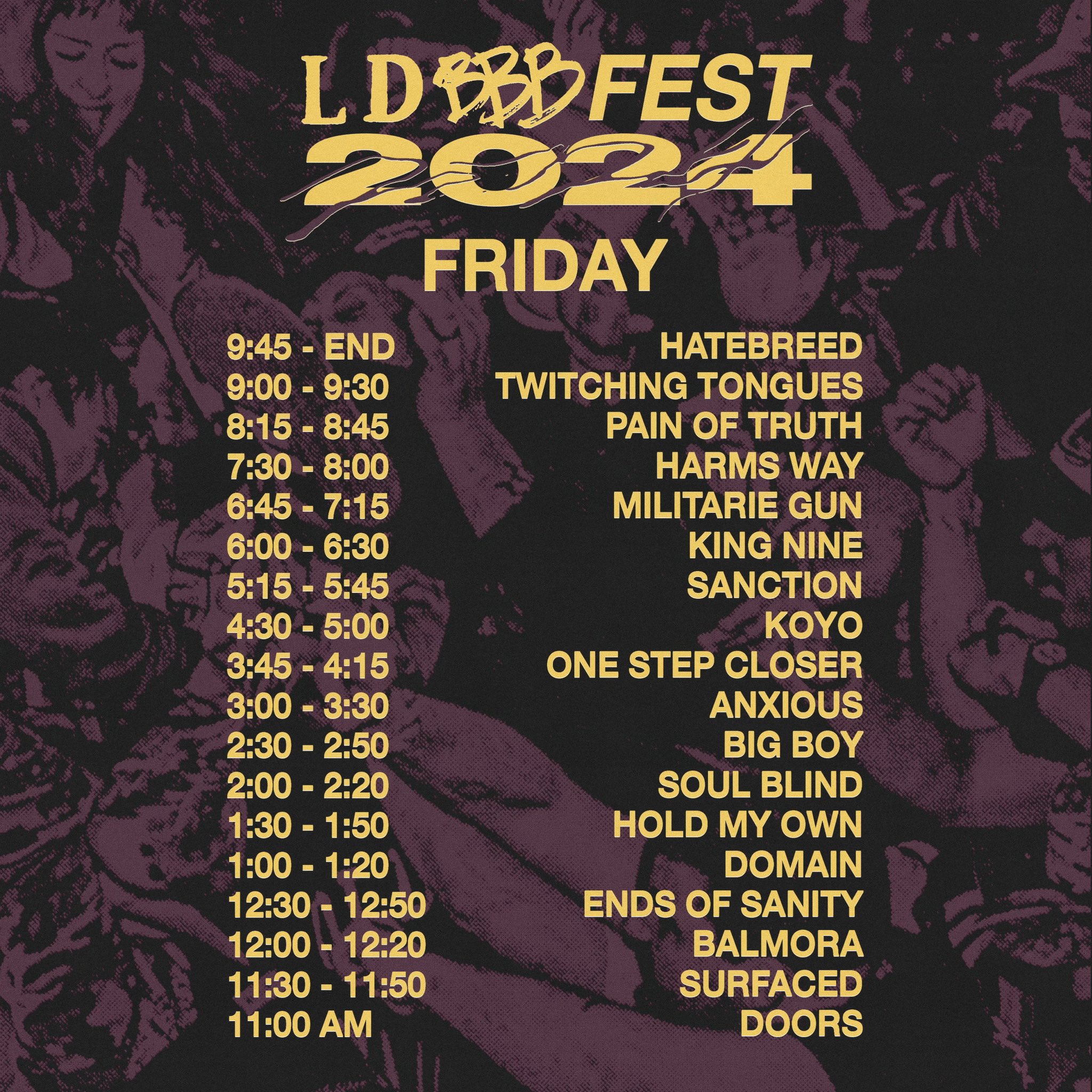 LDBBB Fest 2024 Friday set times