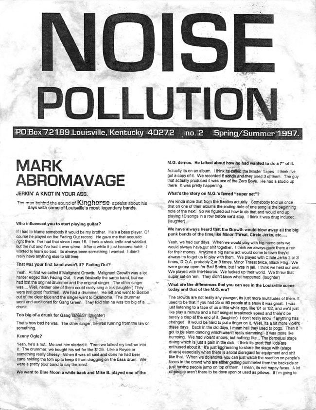 Noise Pollution Newsletter #2 cover from Spring 1997